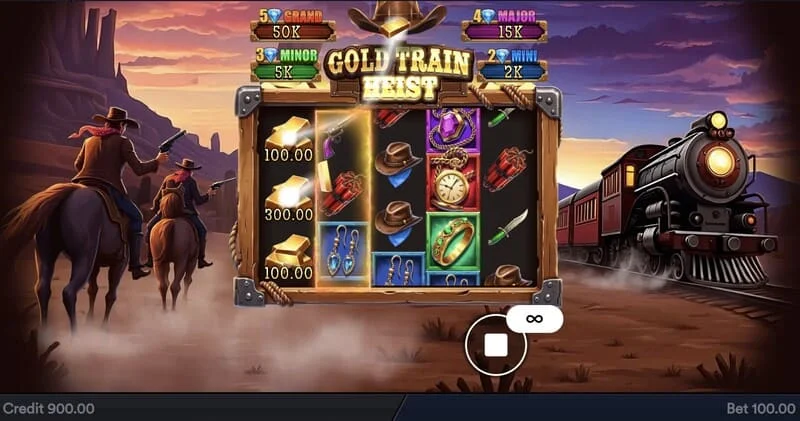Gold Train Heist - schermata principale con rulli e cala dei pirati